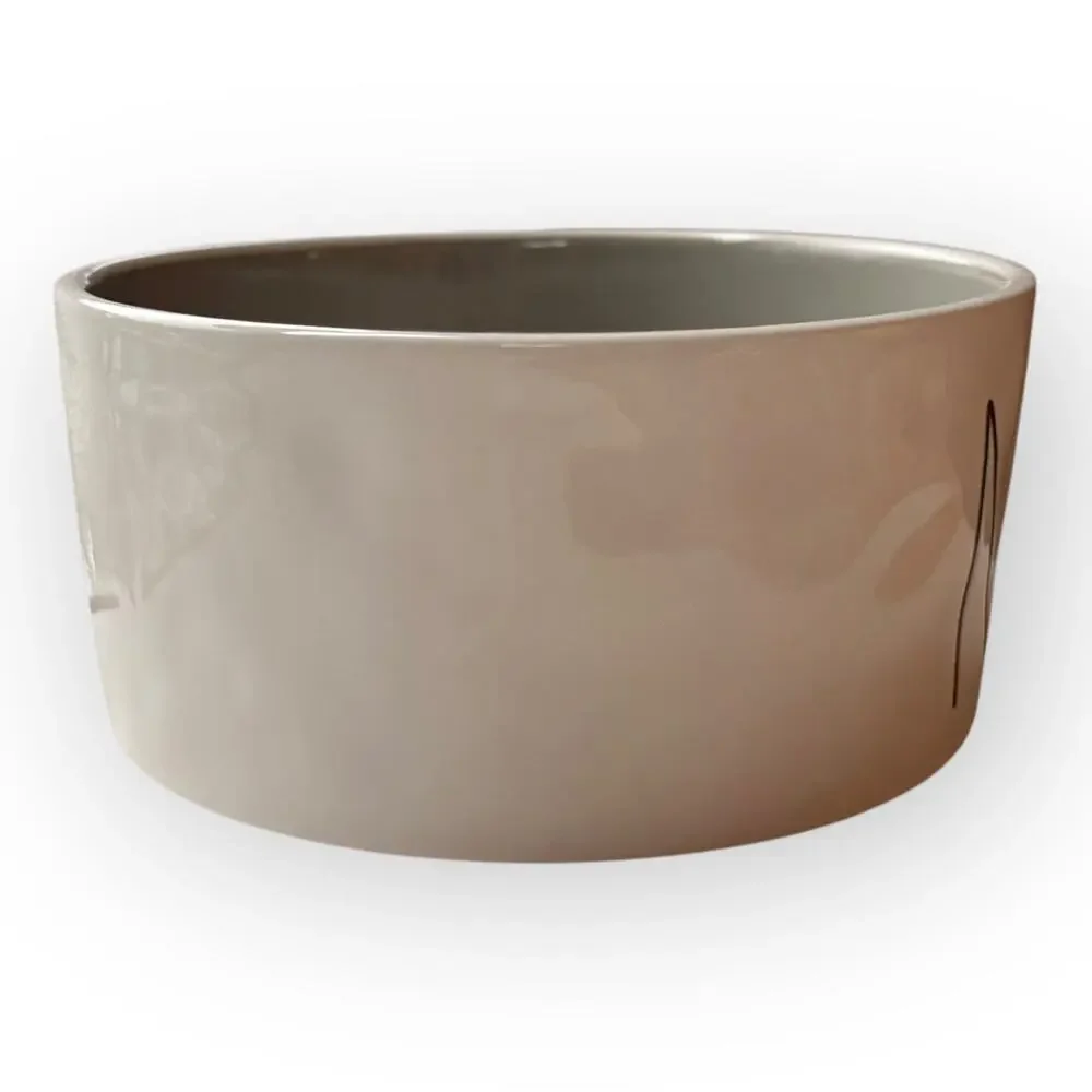 Rae Dunn Nibble White with Black Writing Durable Ceramic Pet Food Water Bowl